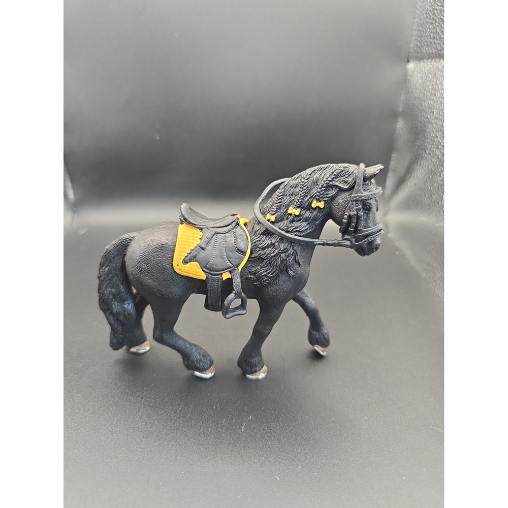 2017 Schleich Black Frisian Mare Horse with Saddle Bridle D-73527 - N2